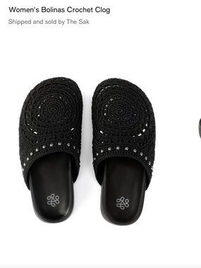 The Sak Black Crochet Slip-On Clog with Stud Detail